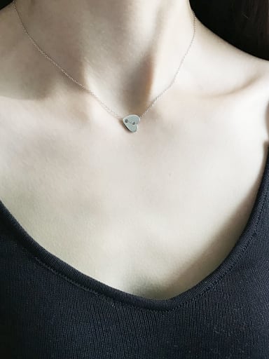 925 sterling silver simple smooth Heart Pendant Necklace