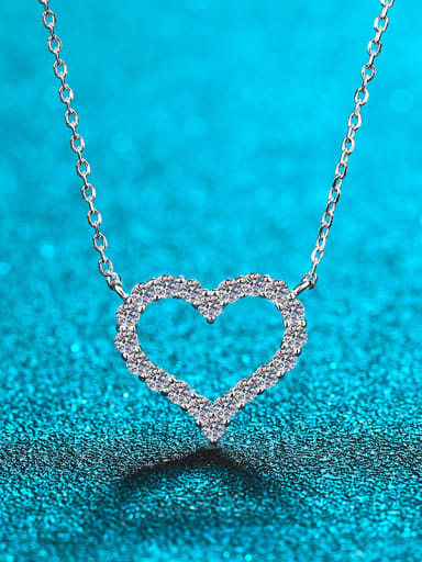 Sterling Silver Moissanite Heart Dainty Necklace
