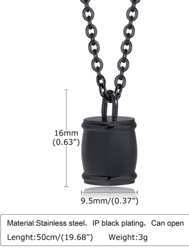Black pendant chain 50cm Stainless steel Hip Hop Geometric Pendant