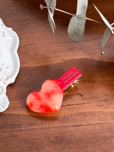 Red heart 3.9cm Cellulose Acetate Minimalist Bowknot Alloy Multi Color Hair Barrette