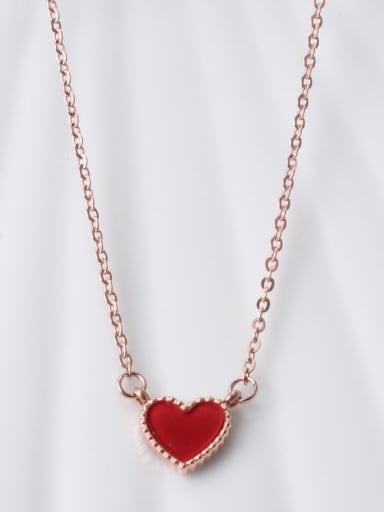 Titanium Red Enamel Heart Minimalist Choker Necklace