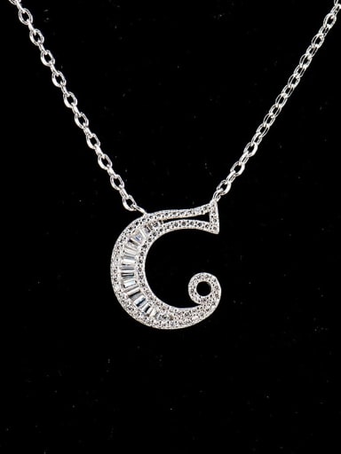 C 925 Sterling Silver Cubic Zirconia Letter Dainty Necklace
