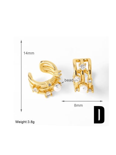 D Brass Imitation Pearl Geometric Trend Clip Earring