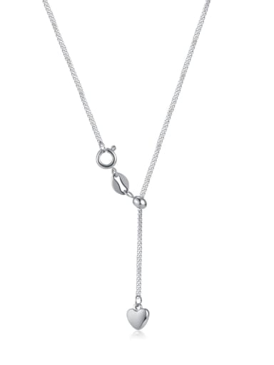 [2177] Steel Stainless steel Heart Minimalist Lariat Necklace