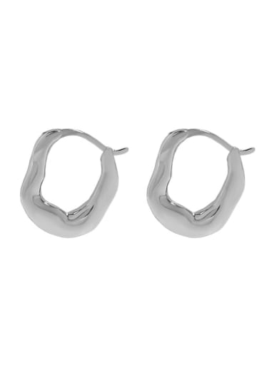 Platinum 925 Sterling Silver Geometric Minimalist Huggie Earring