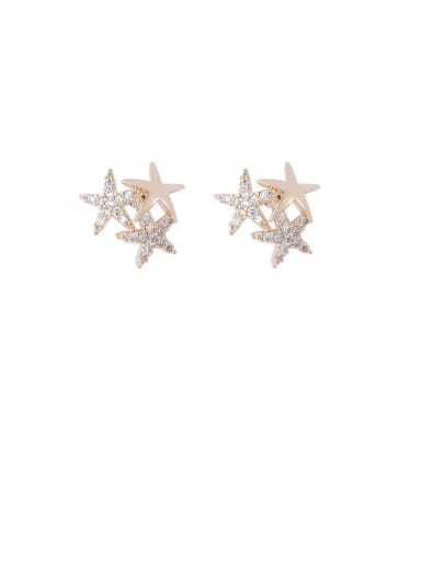 Alloy With Imitation Gold Plated Cute Star Stud Earrings