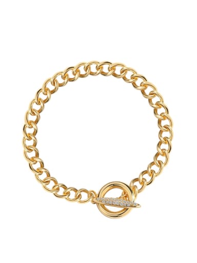 Brass Cubic Zirconia Hollow Geometric Chain Vintage Link Bracelet