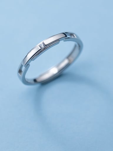925 Sterling Silver Rhinestone Geometric Minimalist Couple Ring