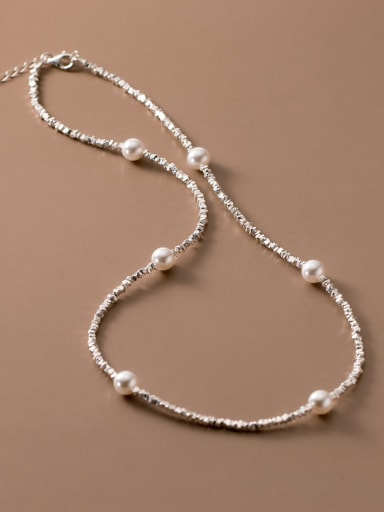 925 Sterling Silver Minimalist Beaded Necklace