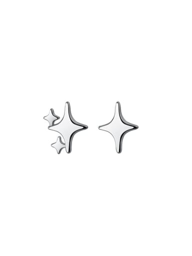 925 Sterling Silver Minimalist four-pointed star Stud Earring