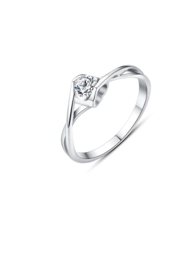 925 Sterling Silver Cubic Zirconia White Irregular Classic Band Ring