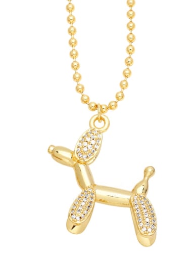 white Brass Cubic Zirconia Dog Hip Hop Necklace