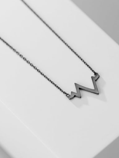 925 Sterling Silver Fashion simple wave Necklace