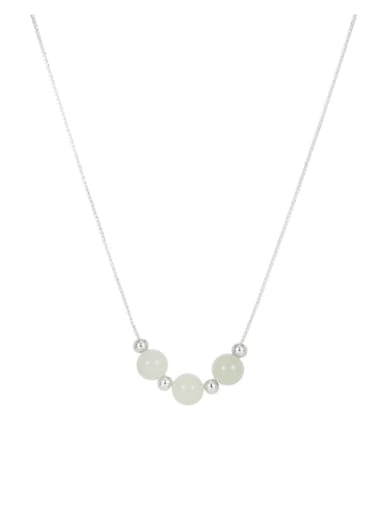 925 Sterling Silver Jade Round Bead Minimalist Necklace