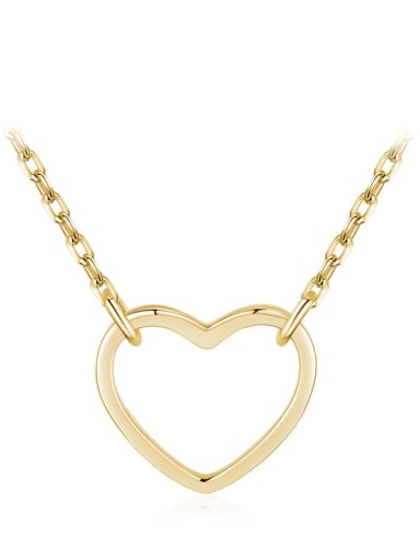 gold 925 Sterling Silver Minimalist Hollow Heart  Pendant Necklace