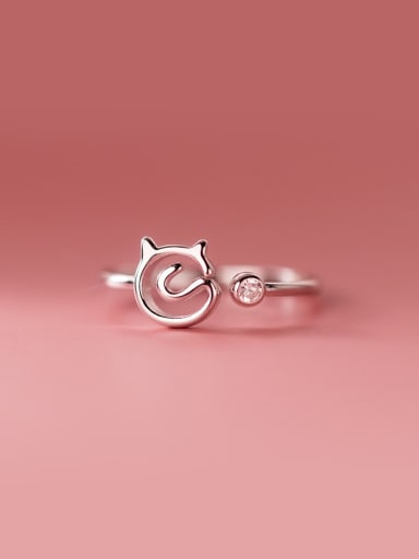 925 Sterling Silver Cat Minimalist Band Ring