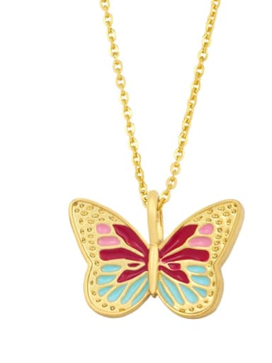 Brass Enamel Butterfly Minimalist Necklace