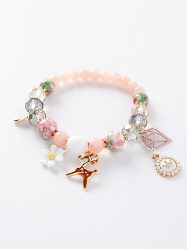 A pink Department Zinc Alloy Imitation Pearl Multi Color Round Bohemia Charm Bracelets