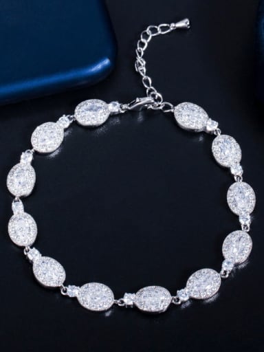 Platinum Brass Cubic Zirconia Water Drop Luxury Bracelet
