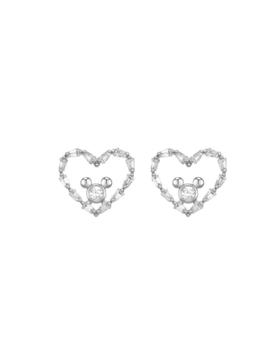 White gold plating Alloy Cubic Zirconia Heart Dainty Stud Earring
