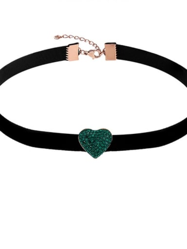 green Alloy Cubic Zirconia Heart Trend Choker Necklace