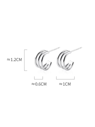 Silver 925 Sterling Silver Geometric Minimalist Stud Earring