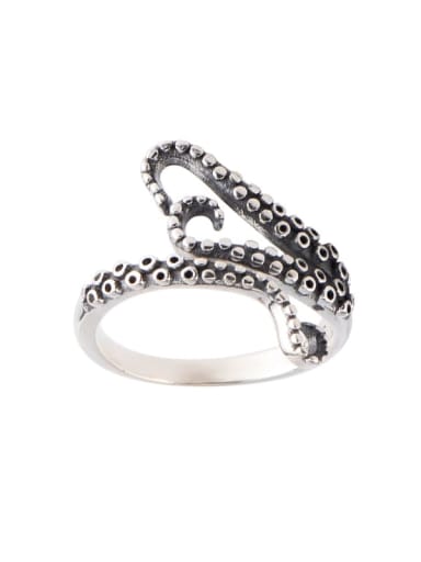 925 Sterling Silver Fish Vintage Octopus Band Ring