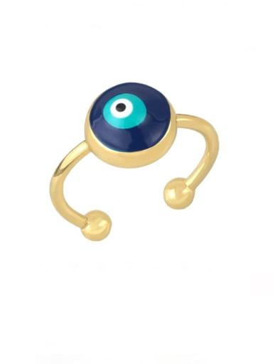 Dark blue Brass Enamel Evil Eye Cute Band Ring