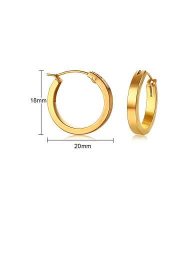 Gold: 20mm Titanium Hollow  Round Minimalist Hoop Earring