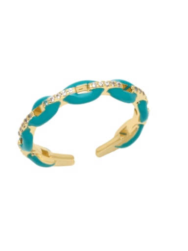turquoise Brass Enamel Geometric Minimalist Band Ring
