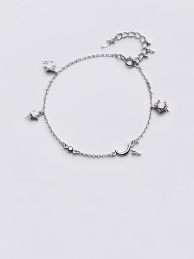 925 Sterling Silver Cubic Zirconia   Minimalist Star Moon Bracelet