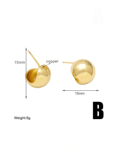B Brass Geometric Minimalist Stud Earring