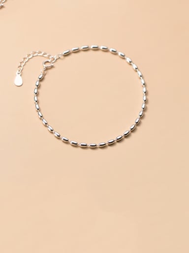 925 Sterling Silver Oval Minimalist Beaded Bracelet
