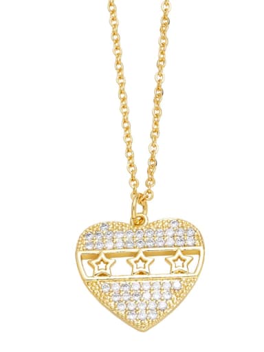 Brass Cubic Zirconia Heart Trend Necklace
