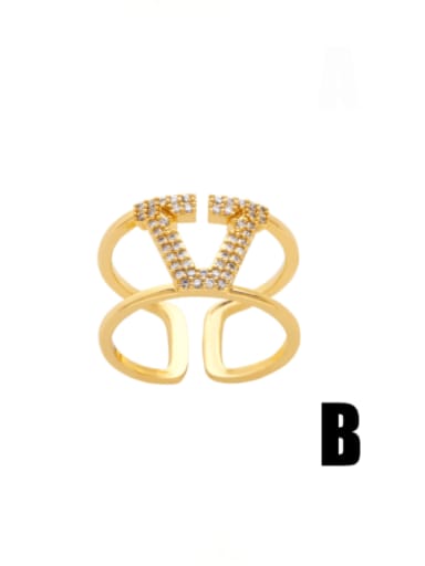 B Brass Cubic Zirconia Irregular Hip Hop Band Ring