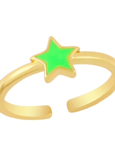 green Brass Enamel Star Minimalist Band Ring