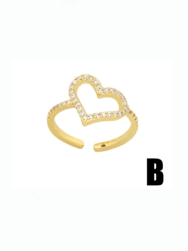 B Brass Cubic Zirconia Heart Vintage Band Ring