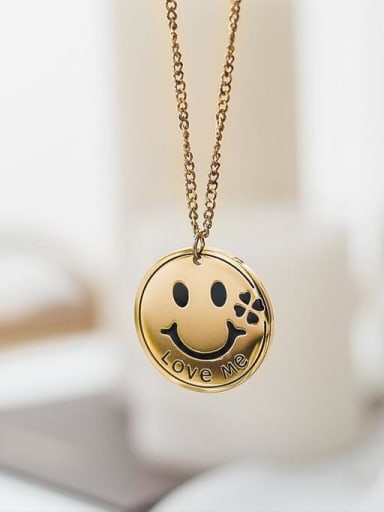 Titanium  Minimalist Smiley  pendant Necklace