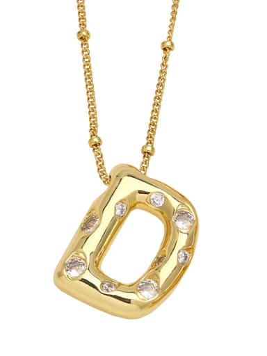 D Brass Letter Minimalist Necklace
