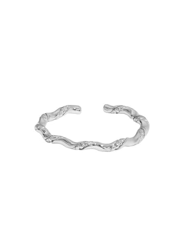 Art013 [platinum] 925 Sterling Silver Rhinestone Irregular Minimalist Band Ring