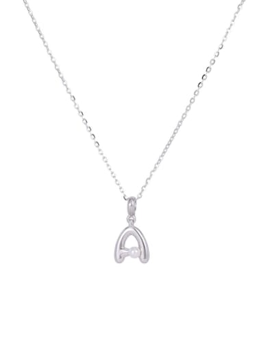 925 Sterling Silver Imitation Pearl 26 Letter Minimalist Necklace