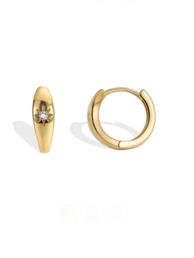 Brass Rhinestone Geometric Minimalist Huggie Earring