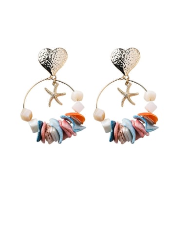 Zinc Alloy Shell Multi Color Heart Bohemia Chandelier Earring