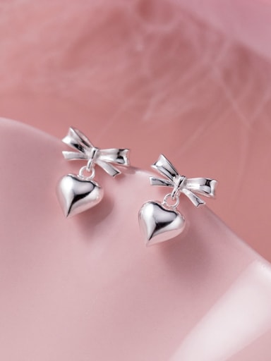 925 Sterling Silver Heart Minimalist Drop Earring