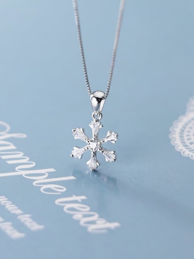 925 Sterling Silver Snowflake Diamond Pendant  (no chain)