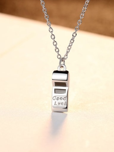 925 Sterling Silver creative lucky whistle Pendant Necklace