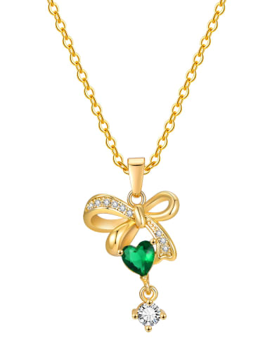 green Stainless steel Cubic Zirconia Butterfly Minimalist Necklace
