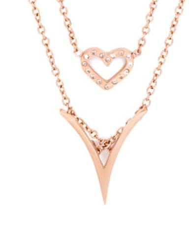 Alloy Cubic Zirconia Heart Dainty Multi Strand Necklace