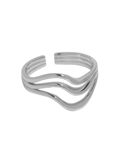 White gold [No. 12 Adjustable] 925 Sterling Silver Irregular Minimalist Stackable Ring