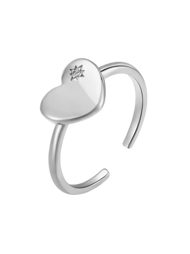 Platinum 925 Sterling Silver Heart Minimalist Band Ring
